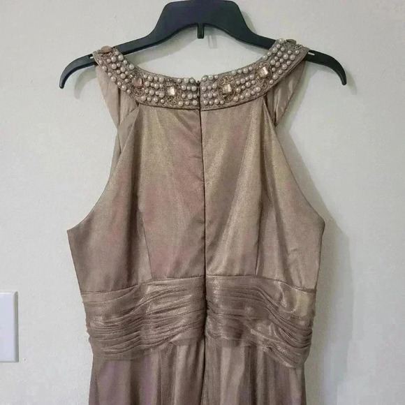 DAVIDS BRIDAL gold tan dress Size 12 tull dress - Picture 6 of 7